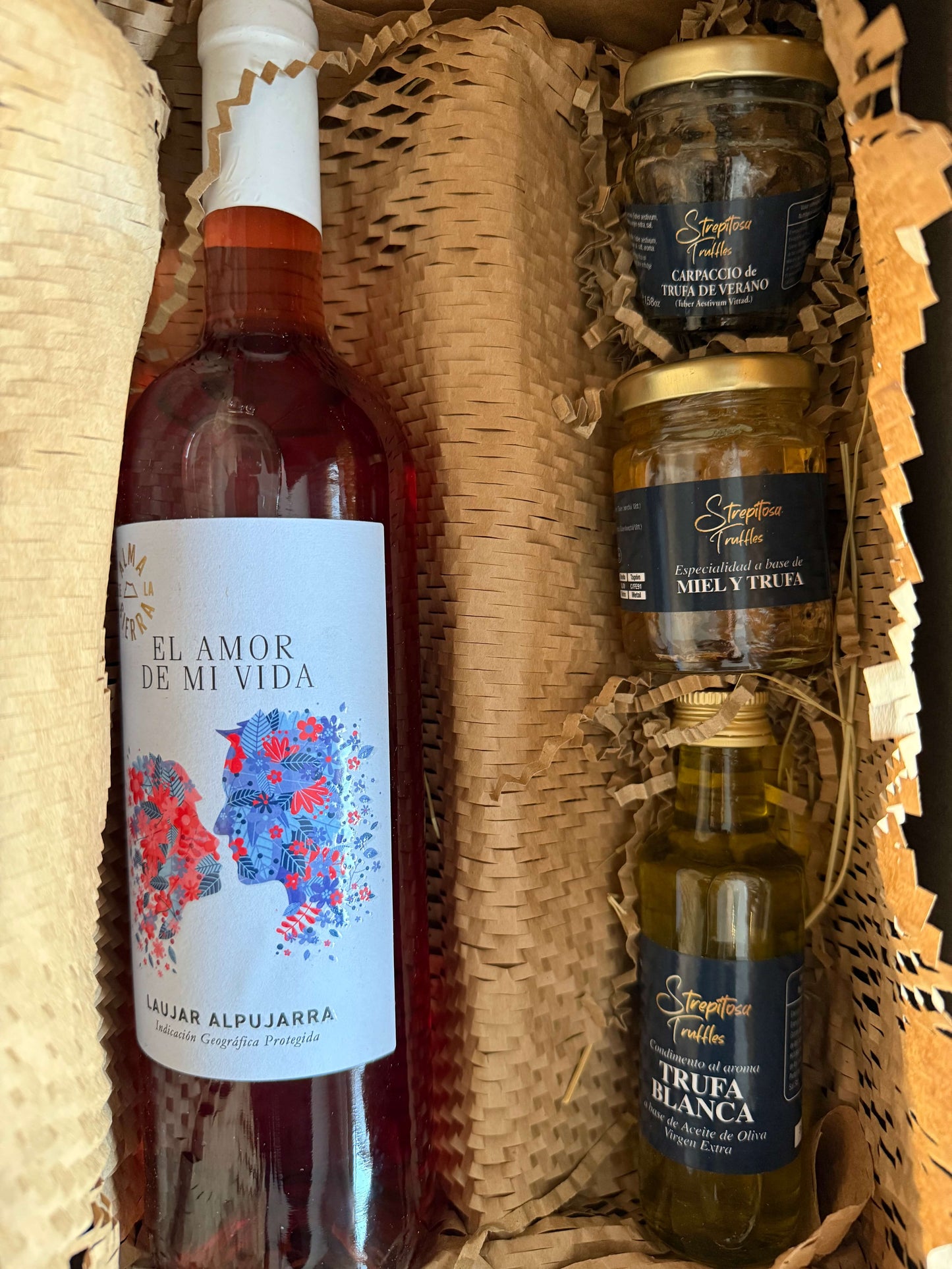 PACK ROMA | ESPECIAL SAN VALENTIN: Vino Rosado + Carpaccio de Trufa + Miel de Trufa + Aceite Trufa Blanca